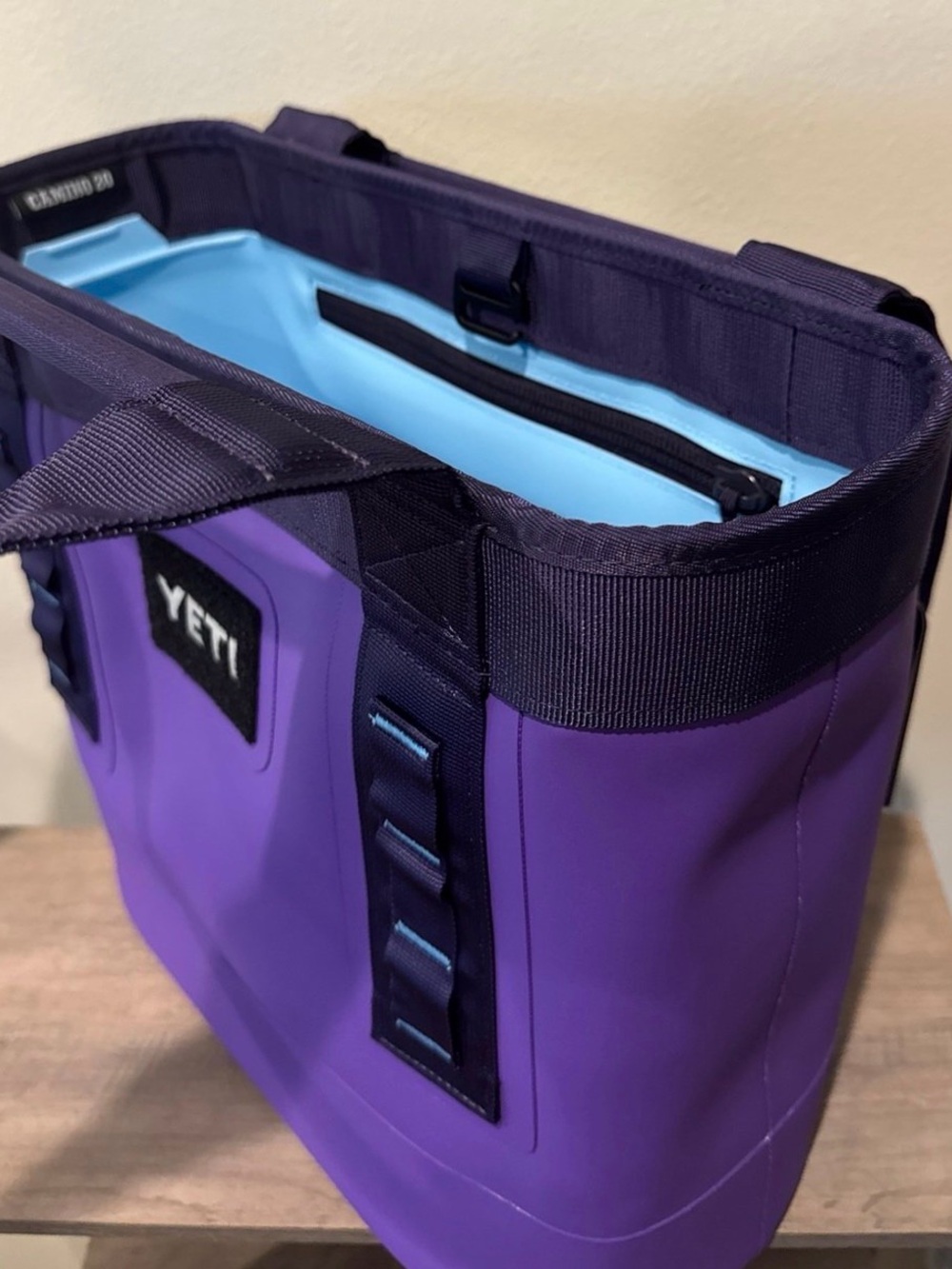 Yeti Camino Carryall Tote in Purple with Light Blue Liner - Picture 3 of 3